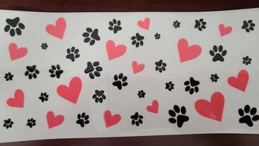 Uv Dtf Cup Wrap Dog Paws Hearts 101