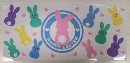 UV DTF  16 oz Cup Wrap Happy Easter Bunnies 180