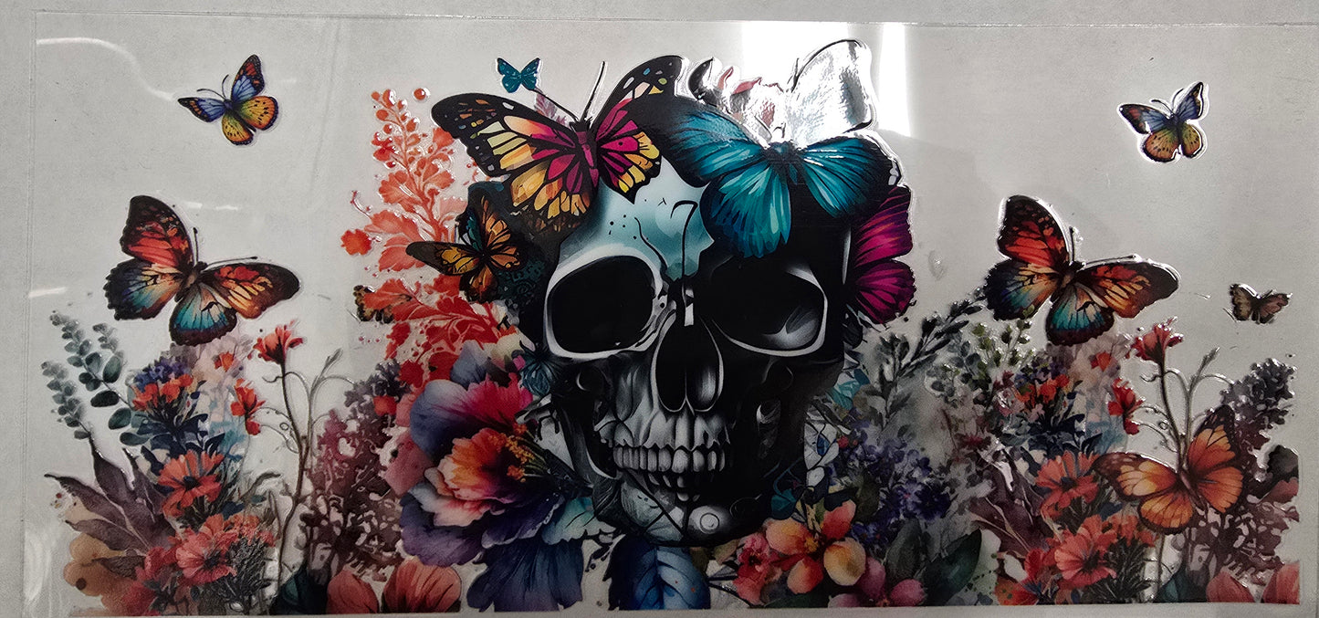 UV DTF Cup Wrap Skull & Butterflies 309