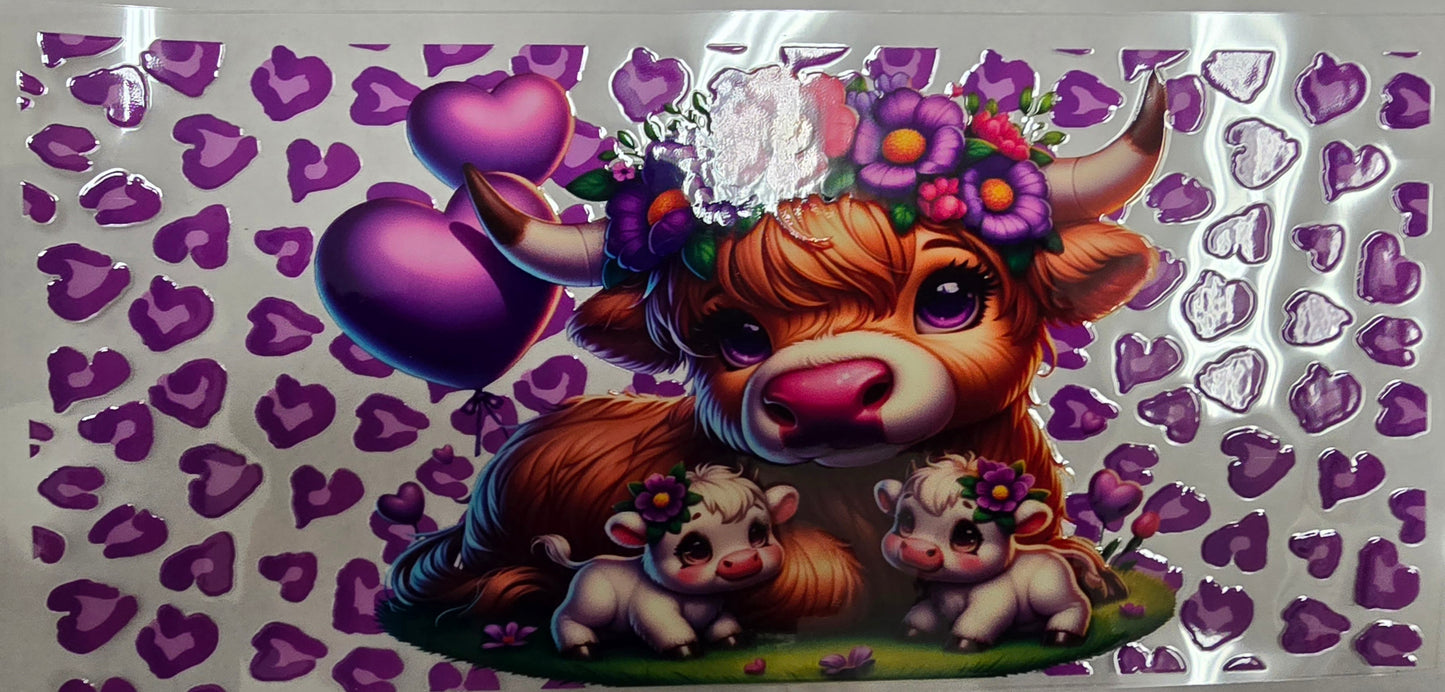 UV DTF  16 oz Cup Wrap Cute Highland Cows 405