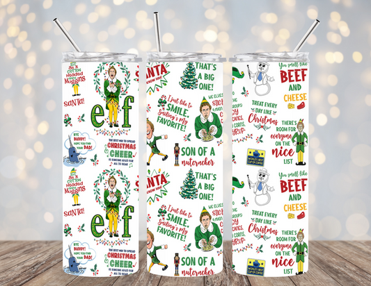 UVDTF 20 oz Cup Wrap Elf sayings 2076