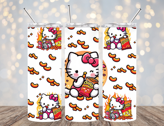 UVDTF 20 oz Cup Wrap Kitty eating chips 2087