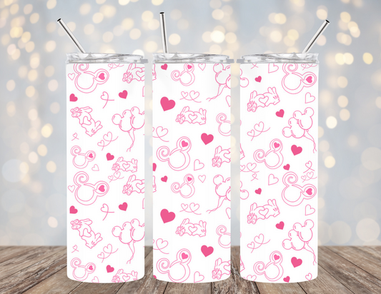 UVDTF 20 oz Cup Wrap Pink mouse doodles 2102