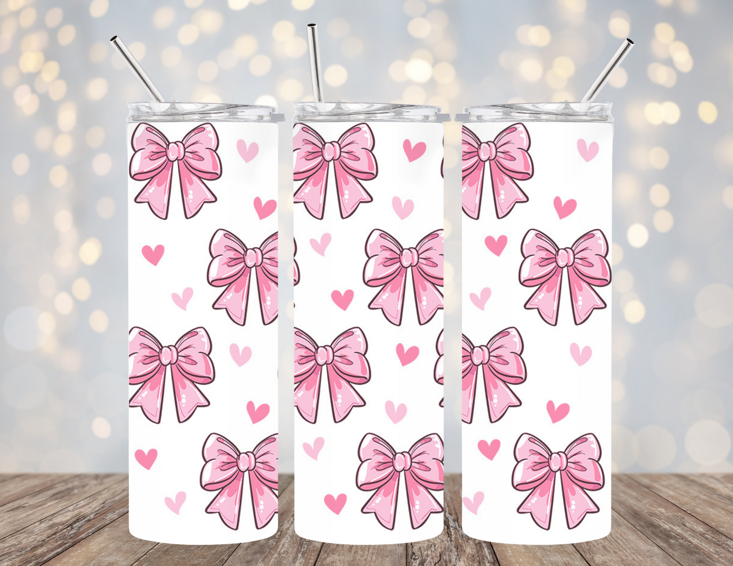 UVDTF 20 oz Cup Wrap Pink Bows & Hearts 2059