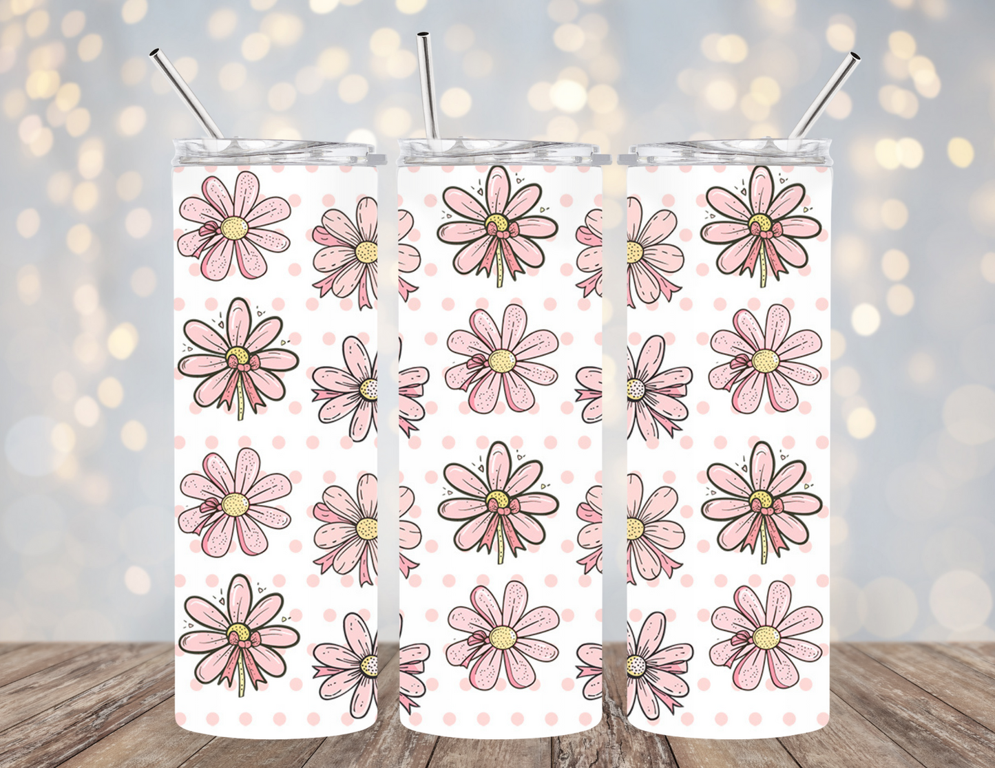 UVDTF 20 oz Cup Wrap Pink Daisies 2061