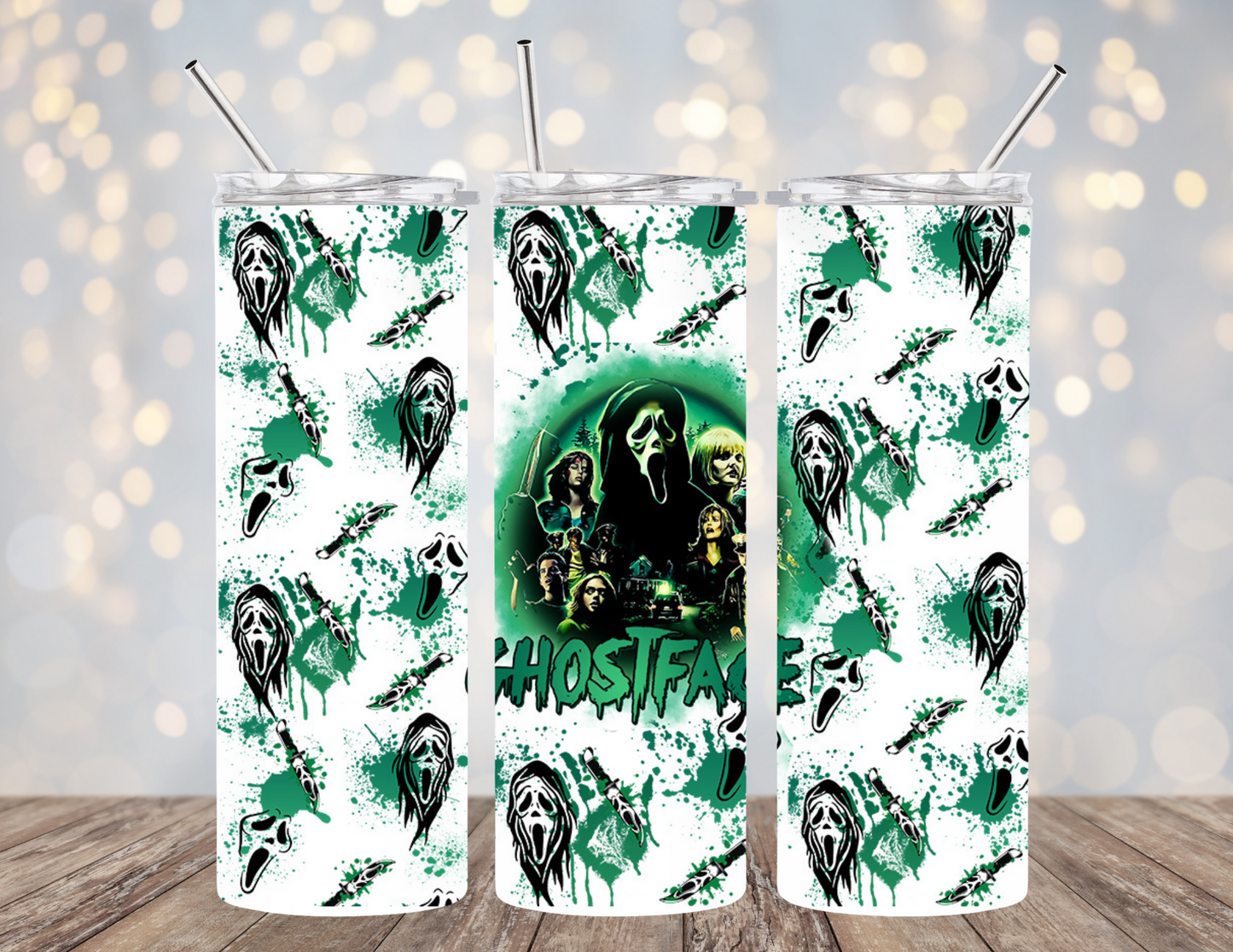 UVDTF 20 oz Cup Wrap Scary Ghost Green 2079