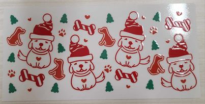 UV DTF Cup Wrap Cute dogs and Candy Cane Bones Christmas 295