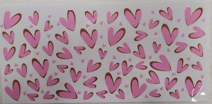 UV DTF Cup Wrap Pink Hearts 339