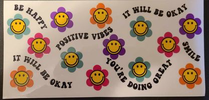 UV DTF Cup Wrap Be happy Positive vibes 360