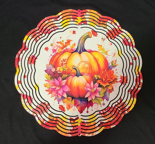 10" Round Wind Spinner Fall Pumpkin