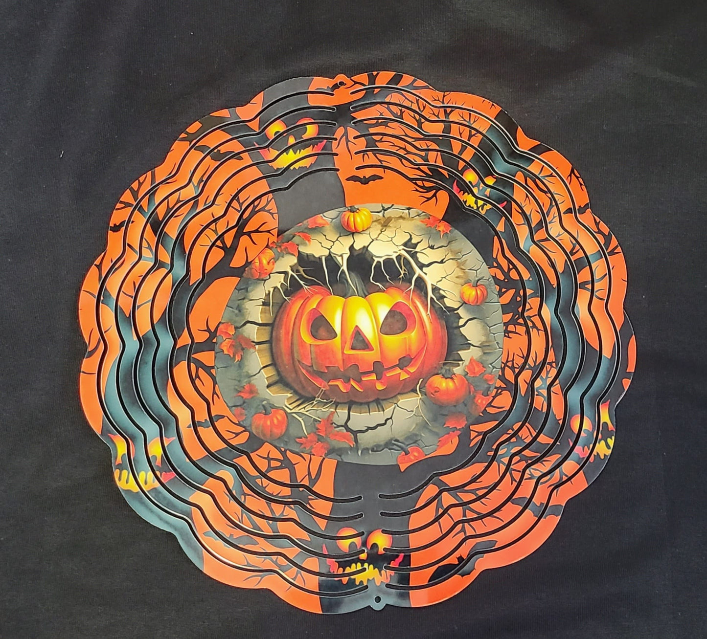 10" Halloween Spooky Pumpkin Wind Spinner