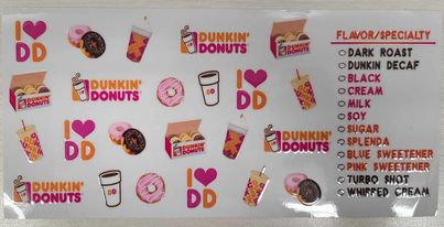 UV DTF  16 oz Cup Wrap Dunkin Coffee 6091