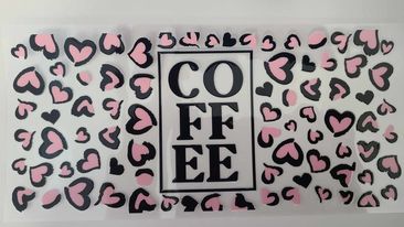 UV DTF  16 oz Cup Wrap Coffee Hearts 504