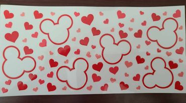 Uv Dtf Cup Wrap Red Heart Mouse 6007