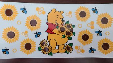 Uv Dtf Cup Wrap Pooh Sunflower and Bees 6008