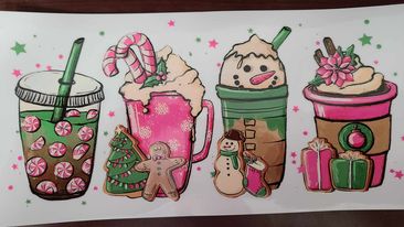 Uv Dtf Cup Wrap Cute Christmas Coffee snowman 61