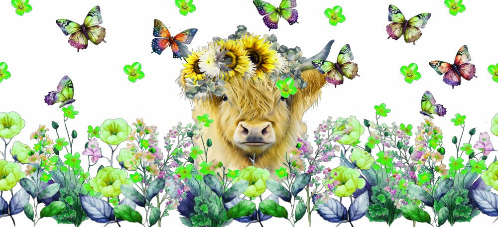 Uv Dtf Cup Wrap Sunflower Butterfly Highland Cow 122