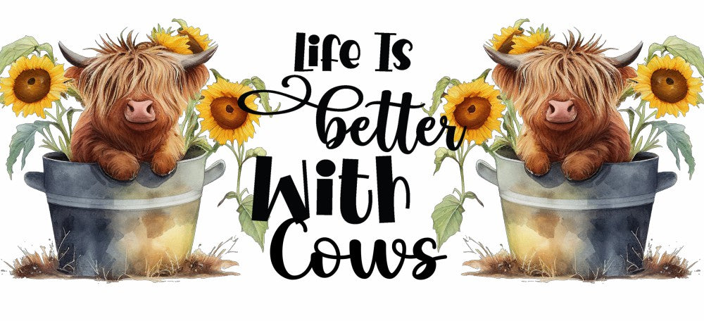 UV DTF  16 oz Cup Wrap Life is Better with Cows 224