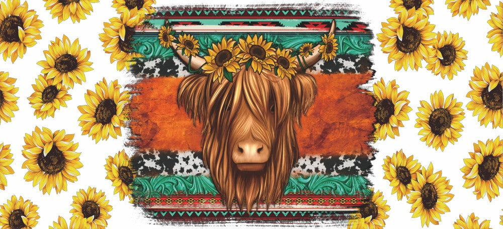 Uv Dtf Cup Wrap Sunflower Highland Cow 141