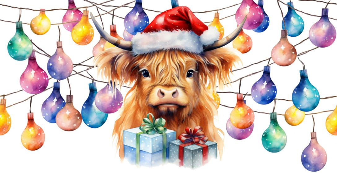 Uv Dtf Cup Wrap Christmas Bulbs Highland Cow  167