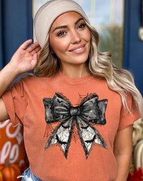 Short Sleeve T-Shirt Black Halloween Bow