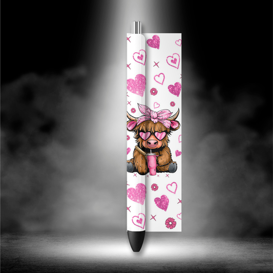 UVDTF Pen Wrap Highland Cow Love 8033