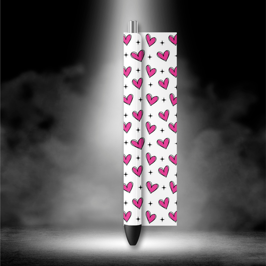 UVDTF Pen Wrap Pink hearts 8047