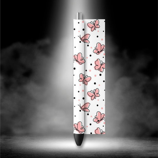 UVDTF Pen Wrap Pink Butterflies 8056