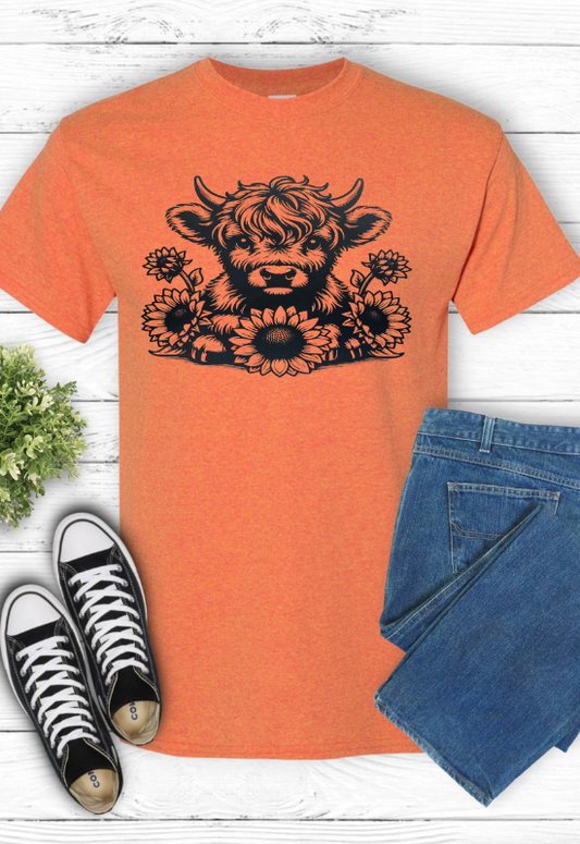 Short Sleeve T-Shirt Fall Highland Cow