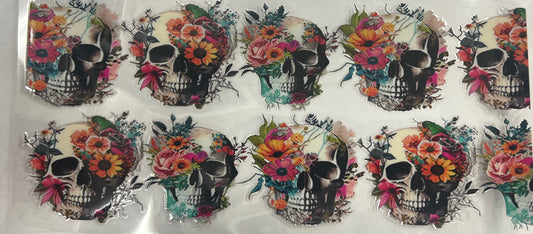 UV DTF  16 oz Cup Wrap Flower Skulls 401