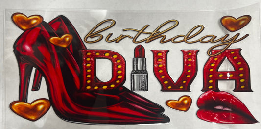 UV DTF Cup Wrap Birthday Diva 302