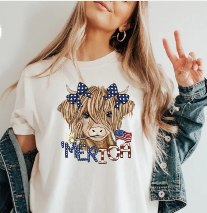 Short Sleeve T-Shirt Merica Cow 895