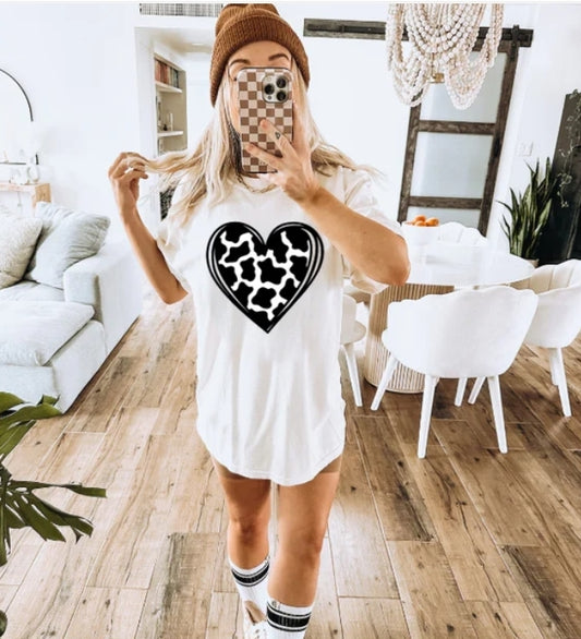 Short Sleeve T-Shirt Cow Heart 928