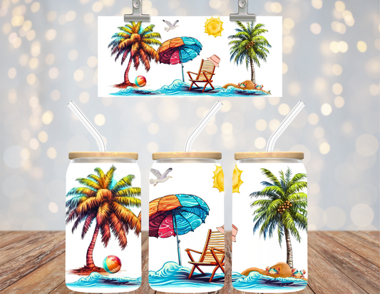 Uv Dtf Cup Wrap Island Palm Tree Beach 144