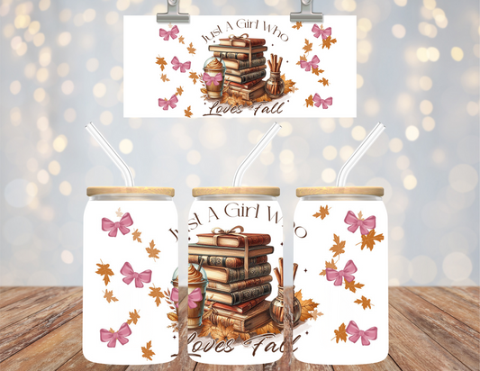 Uv Dtf Cup Wrap Just a Girl Who Loves Fall 537