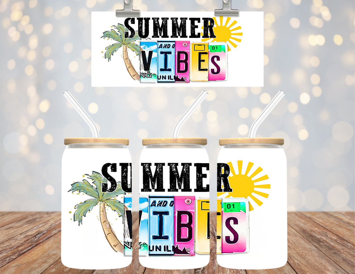 Uv Dtf 16 OZ Cup Wrap Summer Vibes 527