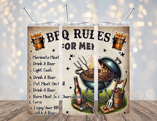 20 Oz Tumbler BBQ Rules for Men