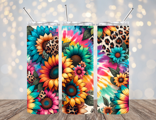 20 Oz Tumbler Tye Dye Sunflowers