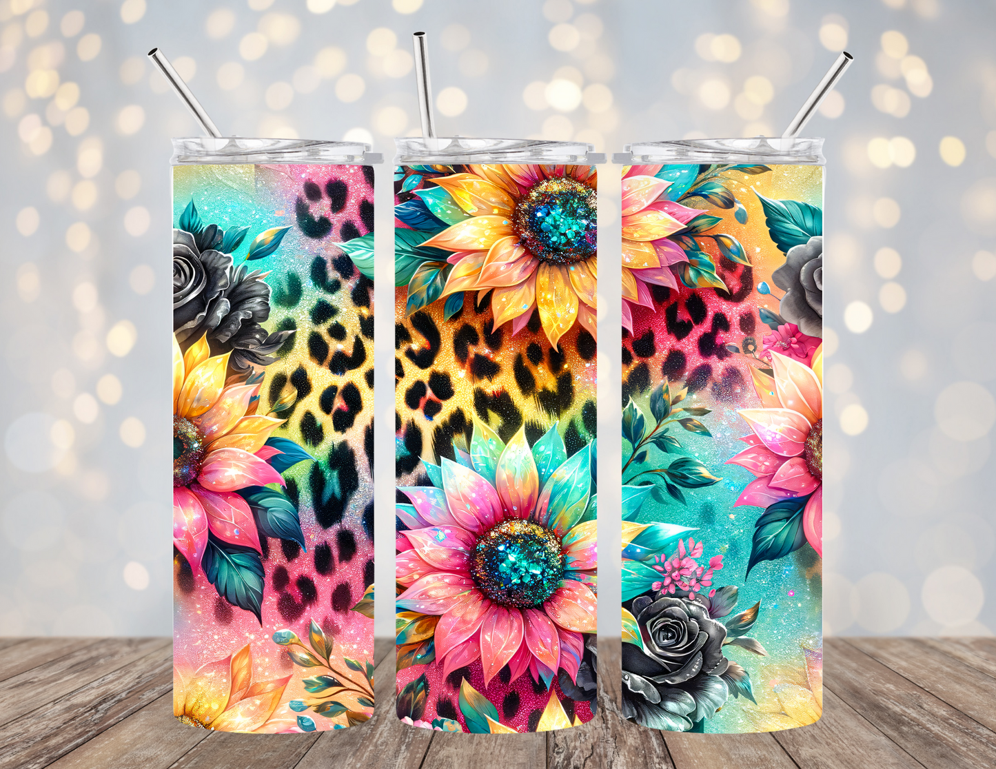 20 Oz Tumbler Colorful Sunflowers