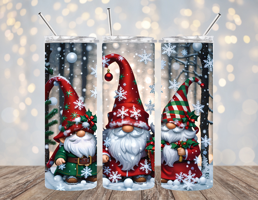 20 Oz Tumbler Gnome Snowy Christmas