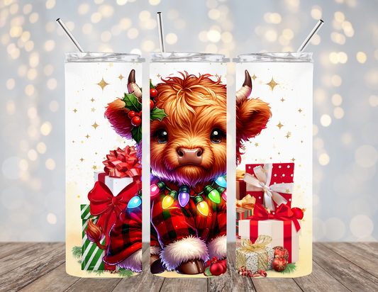 20 Oz Tumbler Christmas Highland Cow