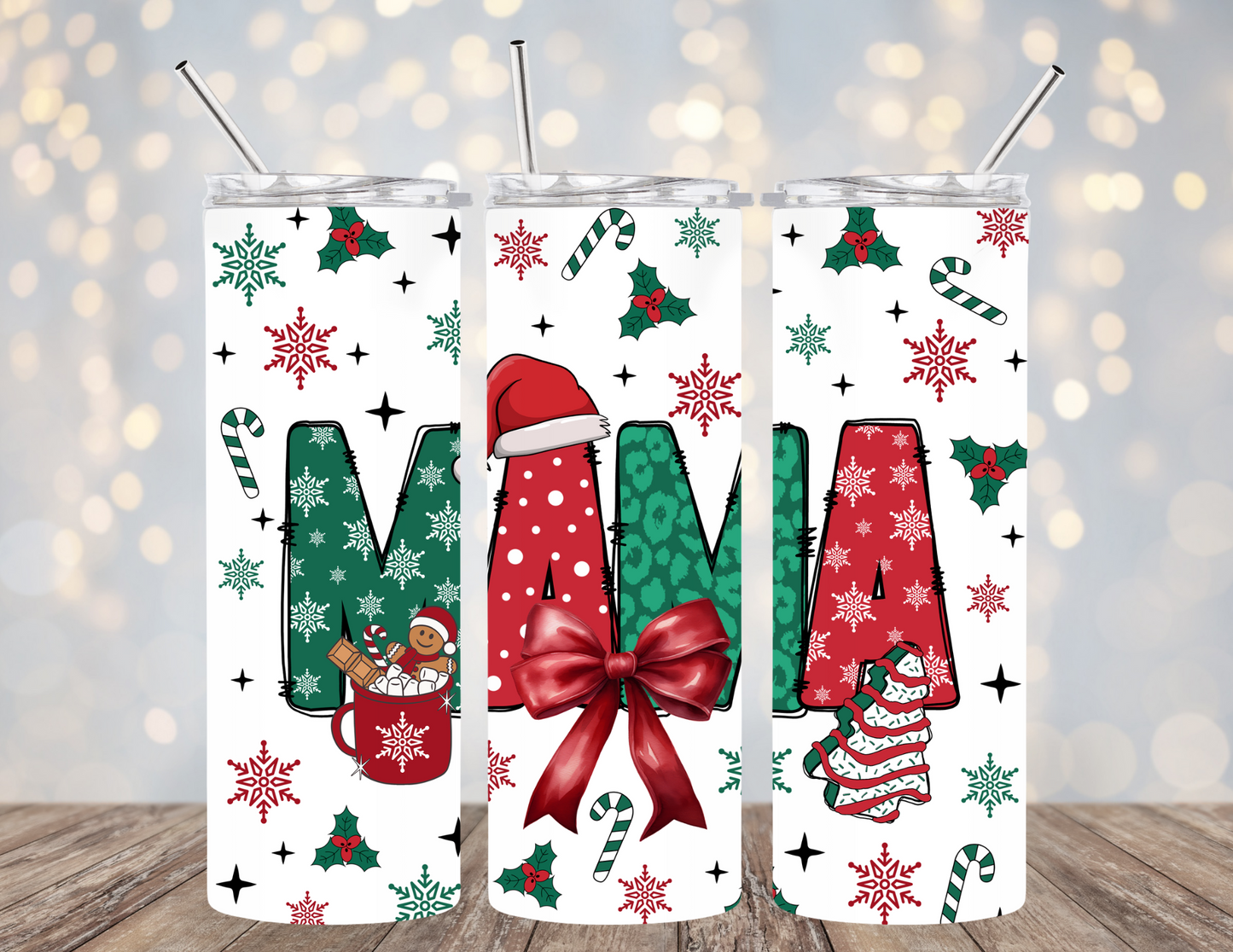 20 Oz Tumbler Mama Christmas Bow