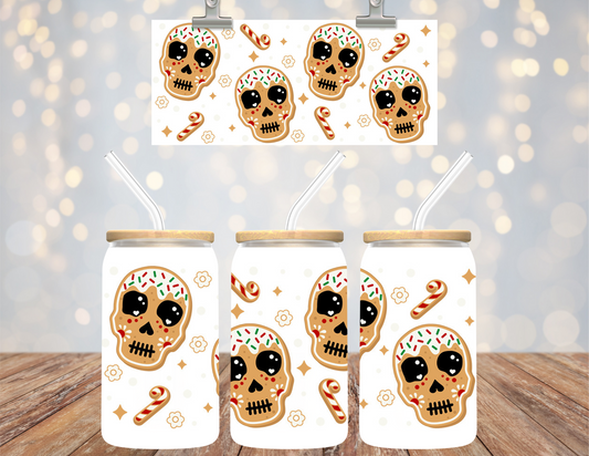 16 oz Uv Dtf Cup Wrap Christmas Skulls 724