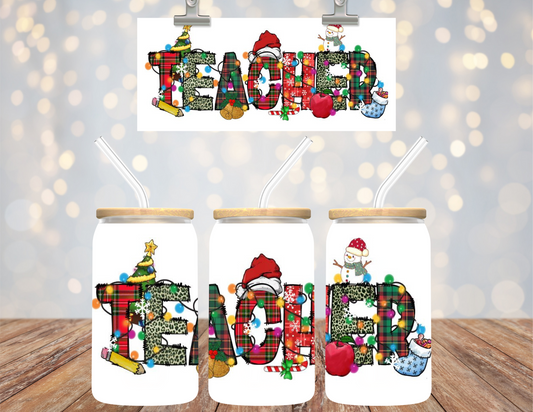 Uv Dtf Cup Wrap Teacher Christmas 669