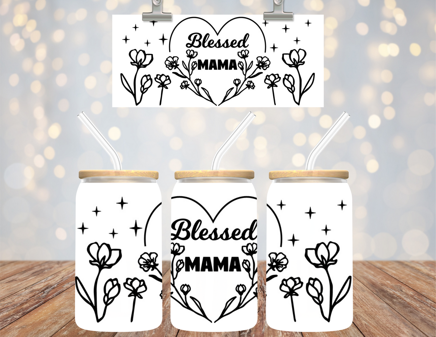 Uv Dtf Cup Wrap Blessed Mama 601