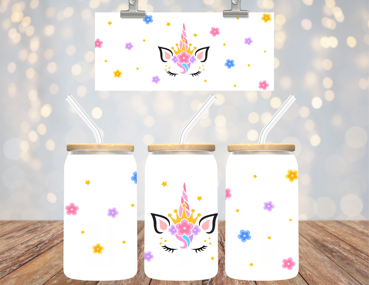 Uv Dtf Cup Wrap Unicorn & Flowers 448