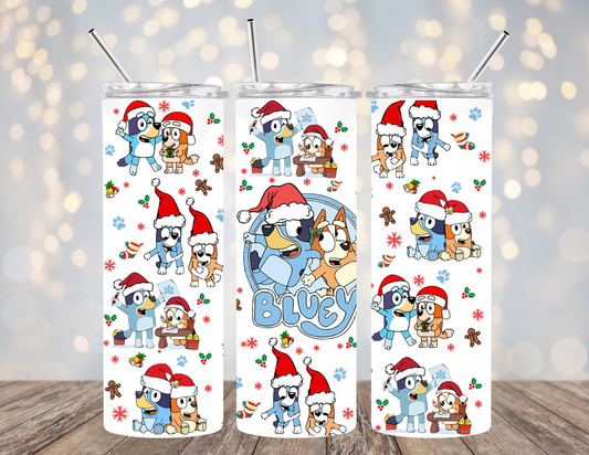 UVDTF 20 oz Cup Wrap Blue dog Christmas 2147