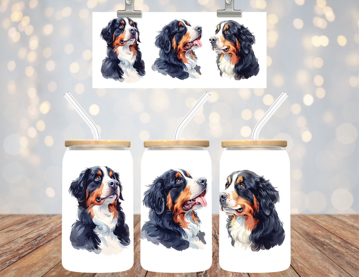 Uv Dtf Cup Wrap Bernese Mountain Dog 649