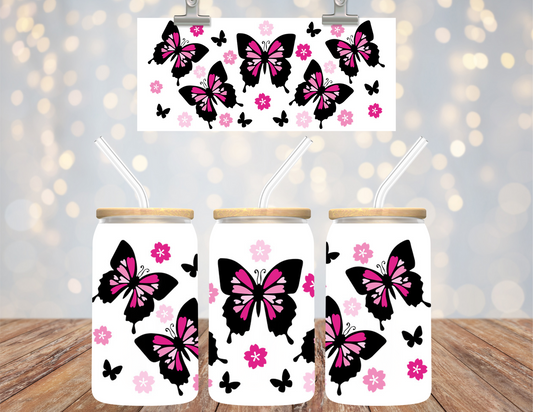 Uv Dtf Cup Wrap Pink Butterflies 467