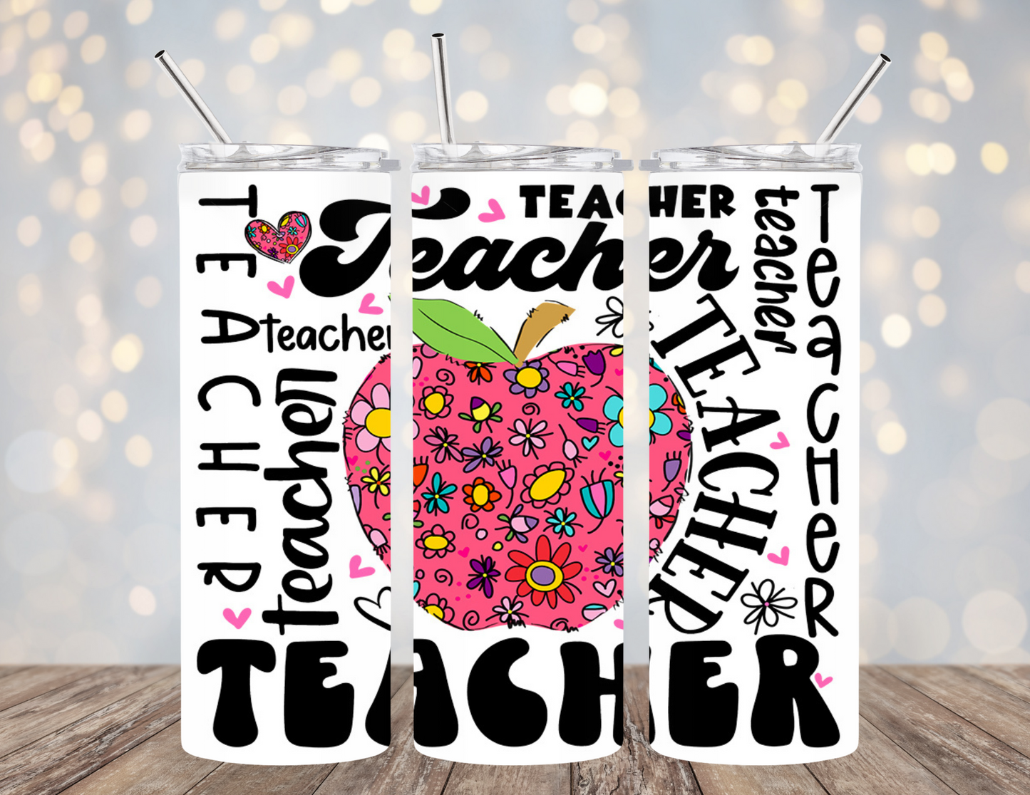 UVDTF 20 oz Cup Wrap Teacher with apple 2123